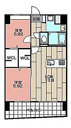 ザスクエアグローリーレジデンス 2LDKの間取図画像