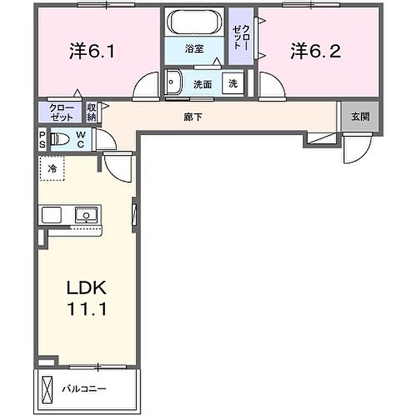 大阪府寝屋川市東神田町(賃貸アパート2LDK・3階・58.24㎡)の写真 その2