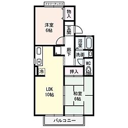 エスポワール21B棟 2LDKの間取図画像