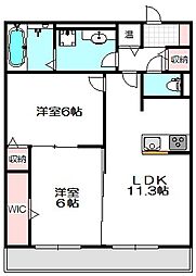 レバータ北通 2LDKの間取図画像