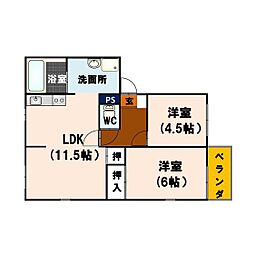 フレグランスモア窪 2LDKの間取図画像