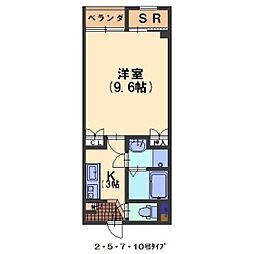 シャルルマルラン 1Kの間取図画像