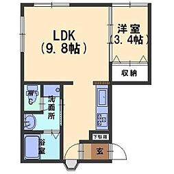 ブライトン607 1LDKの間取図画像