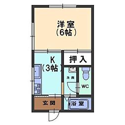 メゾンジュネス 1Kの間取図画像