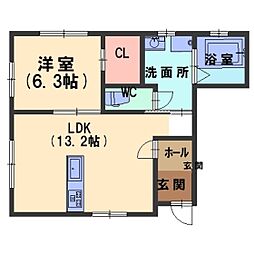 ルアン 1LDKの間取図画像