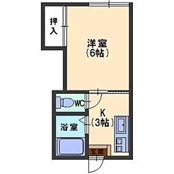コーポ北安江 1Kの間取図画像