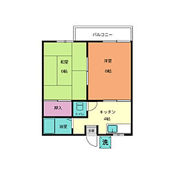 ハニーハイツ 2Kの間取図画像