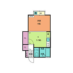 アルファコーポA ワンルームの間取図画像