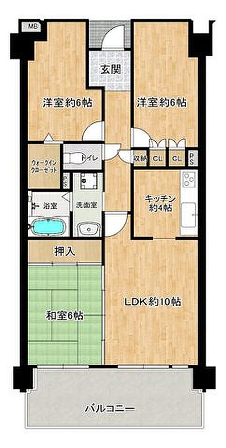 専有面積(登記)66.70m2(20坪)3LDKです。水回りの交換を行います。