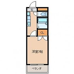 シティハイム城原 1Kの間取図画像