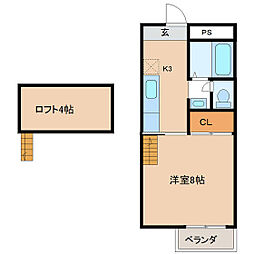 ロフトくまもと坂2 1SKの間取図画像
