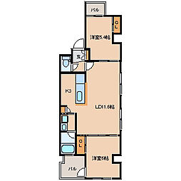 GRANGROM東浜 2LDKの間取図画像