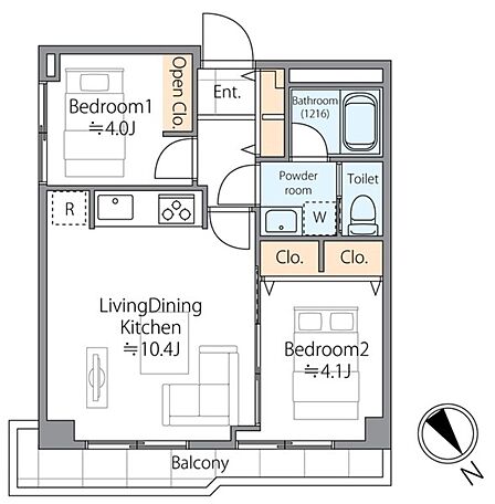 2LDK 間取り