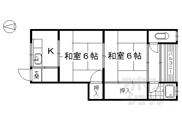 京都府京都市下京区七条御所ノ内西町(賃貸アパート2K・2階・30.00㎡)の写真 その2