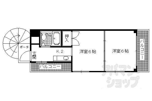 京都府京都市左京区一乗寺地蔵本町(賃貸マンション2K・4階・27.82㎡)の写真 その2