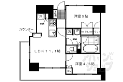 アベニール三条油小路 2LDKの間取図画像