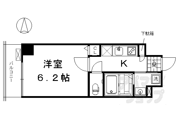 京都府京都市下京区西七条北衣田町(賃貸マンション1K・6階・22.87㎡)の写真 その2