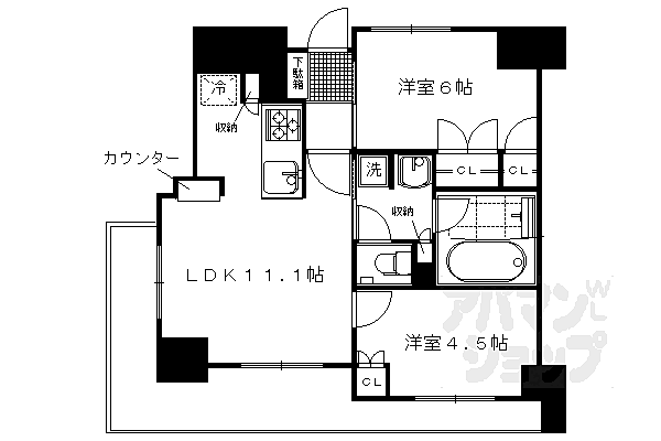 アベニール三条油小路 703｜京都府京都市中京区油小路通三条下る三条油小路町(賃貸マンション2LDK・7階・47.83㎡)の写真 その2