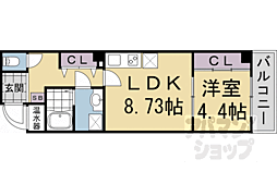 阪急京都本線 大宮駅 徒歩4分の賃貸マンション 1階1LDKの間取り