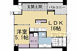 シャリマー西大路 1LDKの間取図画像