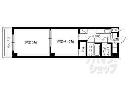 阪急京都本線 大宮駅 徒歩9分の賃貸マンション 5階2Kの間取り
