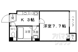 ピースフル・京都 1Kの間取図画像