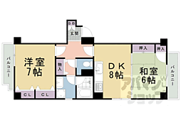 アルカンシエル御所 2DKの間取図画像
