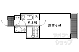 リエール聖護院 1Kの間取図画像