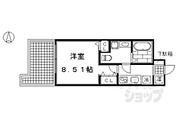フォース二条城東 1Kの間取図画像