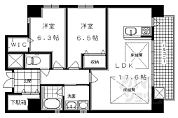テルマーノ西洞院 2LDKの間取図画像