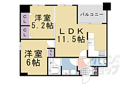 デ・リード御池 2LDKの間取図画像