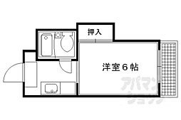 北白川ガーデンパレス 1Kの間取図画像
