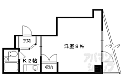 サピエンスコート烏丸七条 1Kの間取図画像