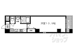 フジテラス東山三条 1Kの間取図画像
