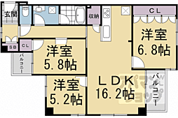 Linden夷町 3LDKの間取図画像