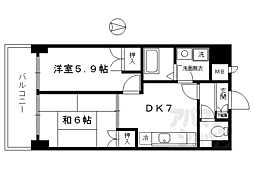 メロディーハイム松原 2DKの間取図画像