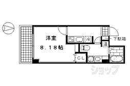 フォース二条城東 1Kの間取図画像