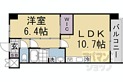 RIVIEREGAUCHE寺町二条 1LDKの間取図画像