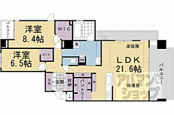 グランドヒルズ岡崎神宮道 2LDKの間取図画像
