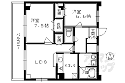 ヴァン青雲 2LDKの間取図画像
