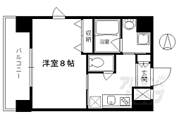 アスヴェル京都四条烏丸 1Kの間取図画像