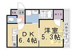 GARNETRESIDENCE聖護院1 1DKの間取図画像