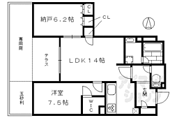 プレージア京都聖護院ノ邸 1SLDKの間取図画像
