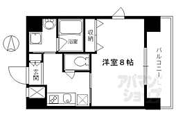 アスヴェル京都四条烏丸 1Kの間取図画像