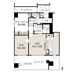 リソシエラグジェ御所南 1SLDKの間取図画像