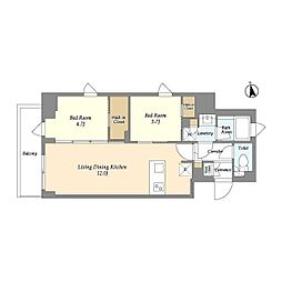 アイフラット品川戸越パークサイド 2LDKの間取図画像