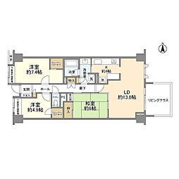 グランドメゾン朝比奈 3LDKの間取図画像