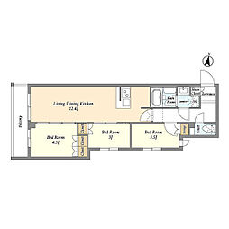 アジールコート練馬中村橋 3LDKの間取図画像
