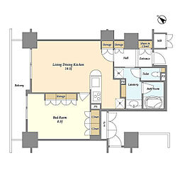 LaSante五反田 1LDKの間取図画像