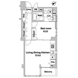 ADIK恵比寿南 1LDKの間取図画像